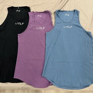 TLF Men’s Ribbed Tank Top Set — Black, Purple, Stone Blue